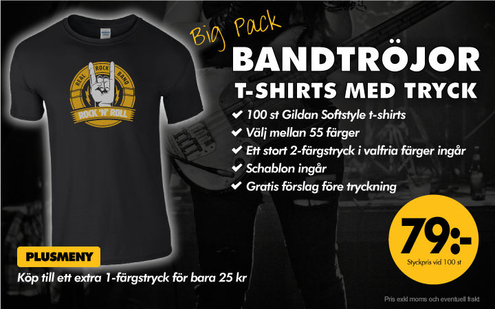 Gildan big pack bandtröjor - svart med 2-färgstryck