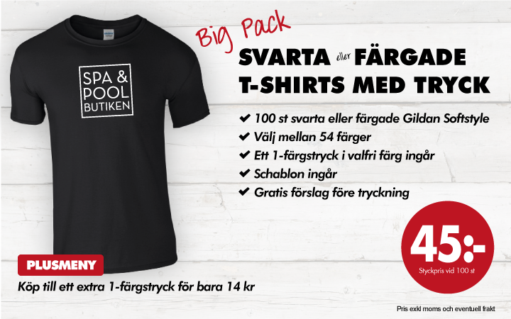 Gildan svarta eller färgade T-shirts med tryck