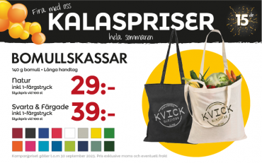 Bomullskassar kalaspris