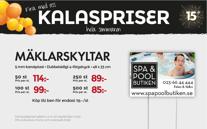 Mäklarskyltar kalaspris