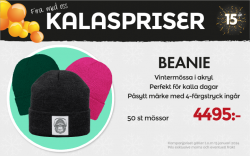 Beanie med påsytt märke - Just nu till kalaspris.